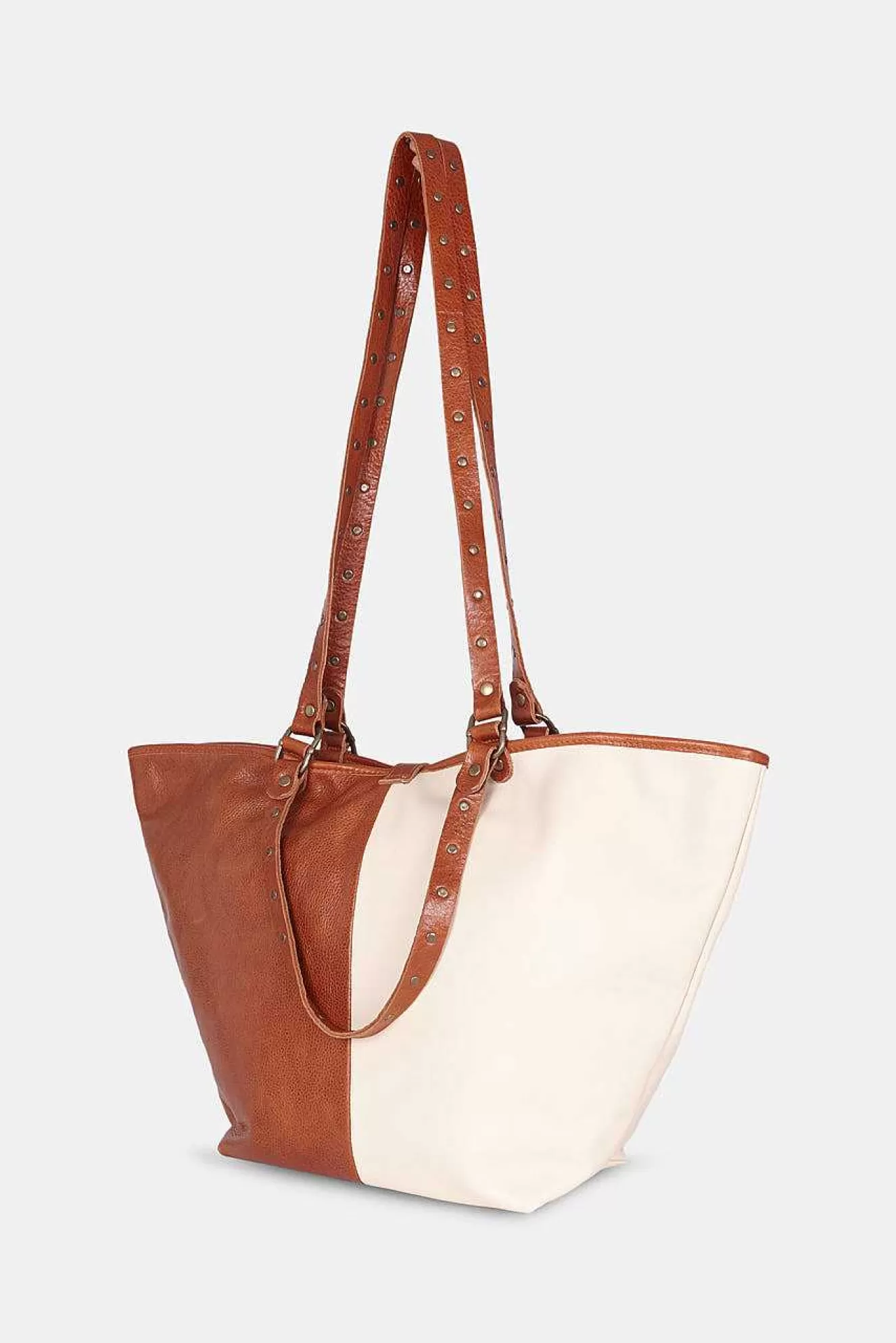 Mujer MICUIR Capazo Bicolor Crema Y Cuero
